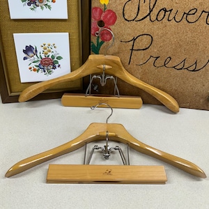 Vintage Wood Clothes Hangers - Setwell USA Made - Mismatched Set of 2