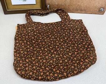 Vintage Handmade Bag Quilted Sewing Bag Tote Grocery Bag Retro Fabric