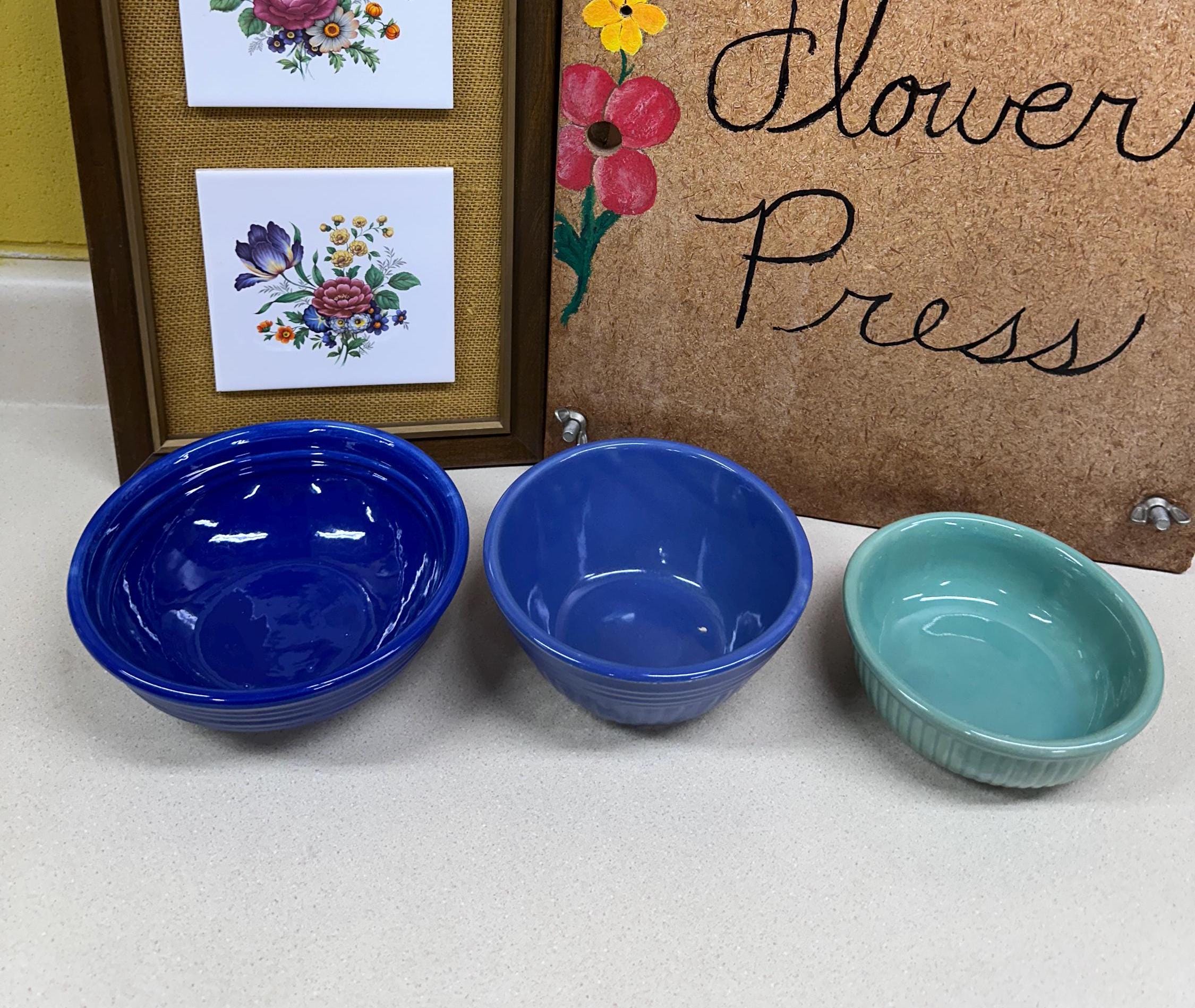 Vintage Bauer Stoneware Serving Bowls – Blue Green USA Made Your