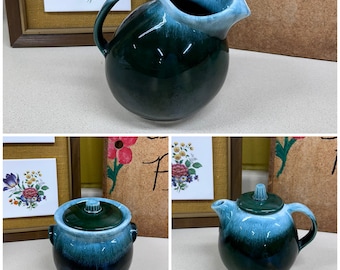 Vintage Pitcher Tea Kettle Cookie Jar Hull Pottery USA Blue Green Glazed YOUR CHOICE