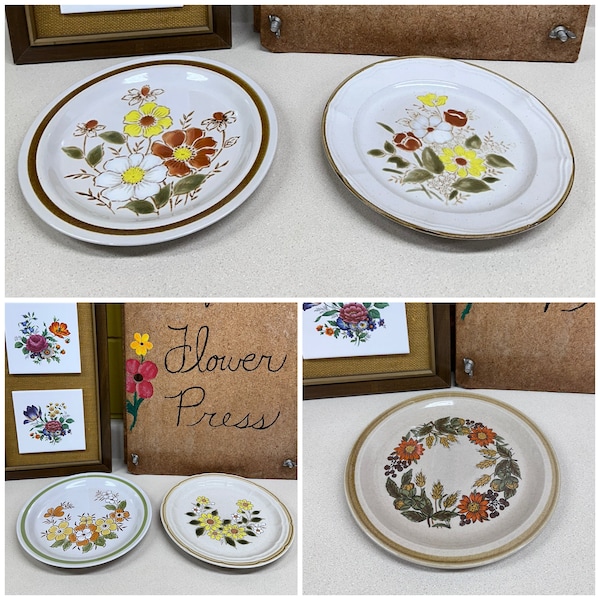 Vintage Dinner Plates Floral Japan Stoneware 10 1/2 Inch Flower Plates Cottagecore Farmhouse Kitchen YOUR CHOICE