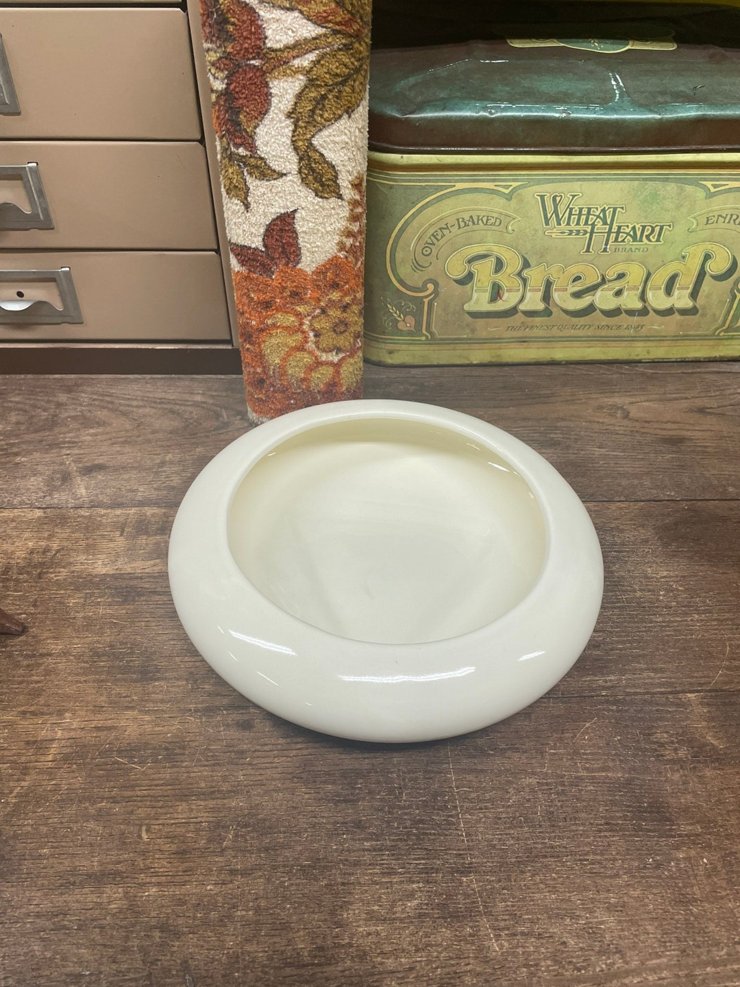 Vintage Planter Pot Dish off White Cream Felt Padded Bottom Etsy