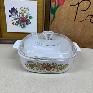Vintage Corning Ware Spice of Life Casserole Baking Dish with Lid Corning Ware Microwave Range Safe USA 2 Liter A-2-B Prototype #48
