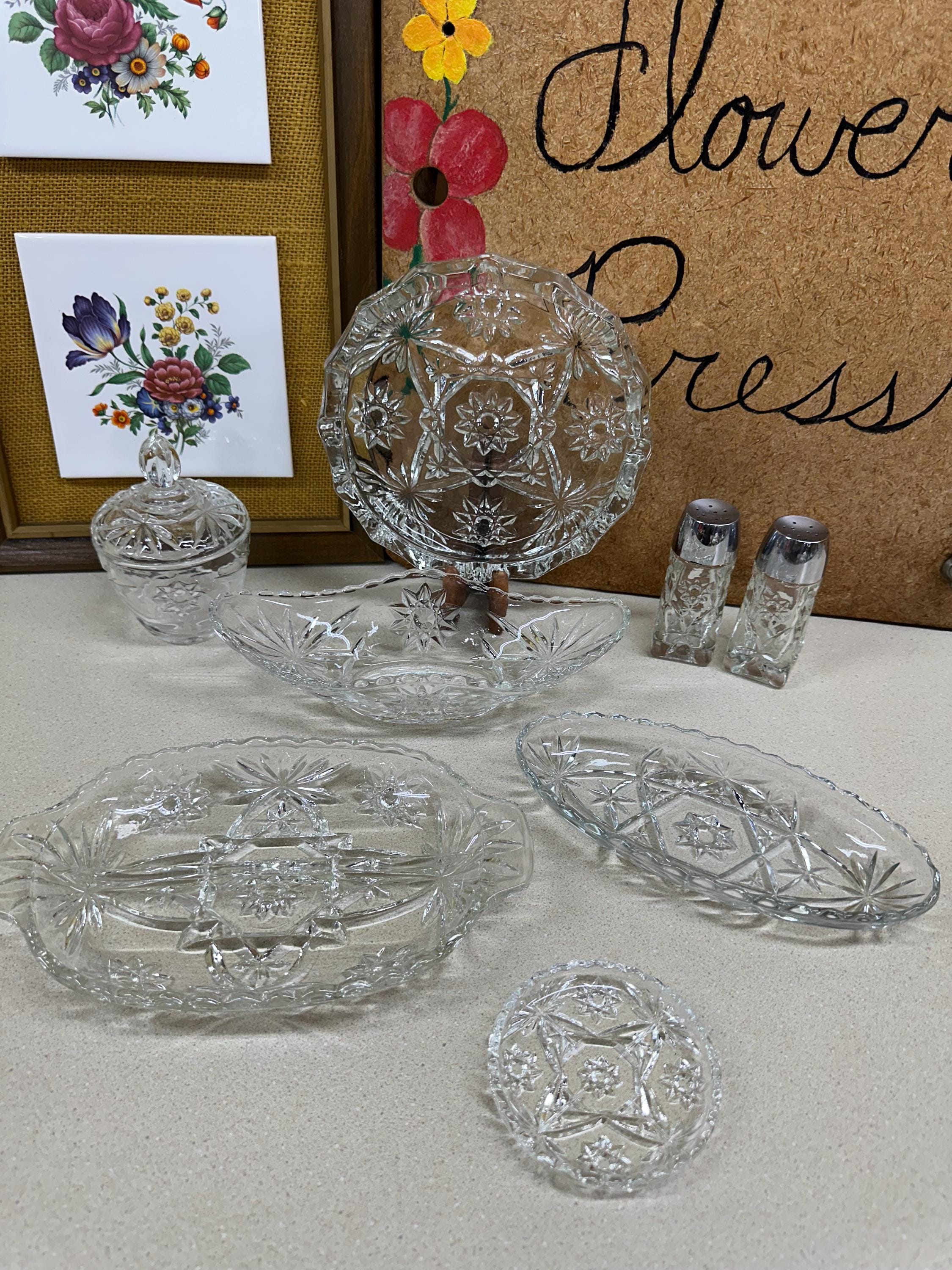 アンティーク雑貨 1974-82  Judaica Pin Dish Mint Vintage Dishes Prescut Star of David Glass : Relish, Ashtray