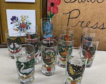 Vintage 12 Days of Christmas Indiana Glass Tumblers – Holiday Drinking Glasses Your Choice