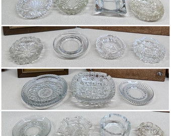 Vintage Ashtrays Clear Glass Ashtray Assorted Designs YOUR CHOICE