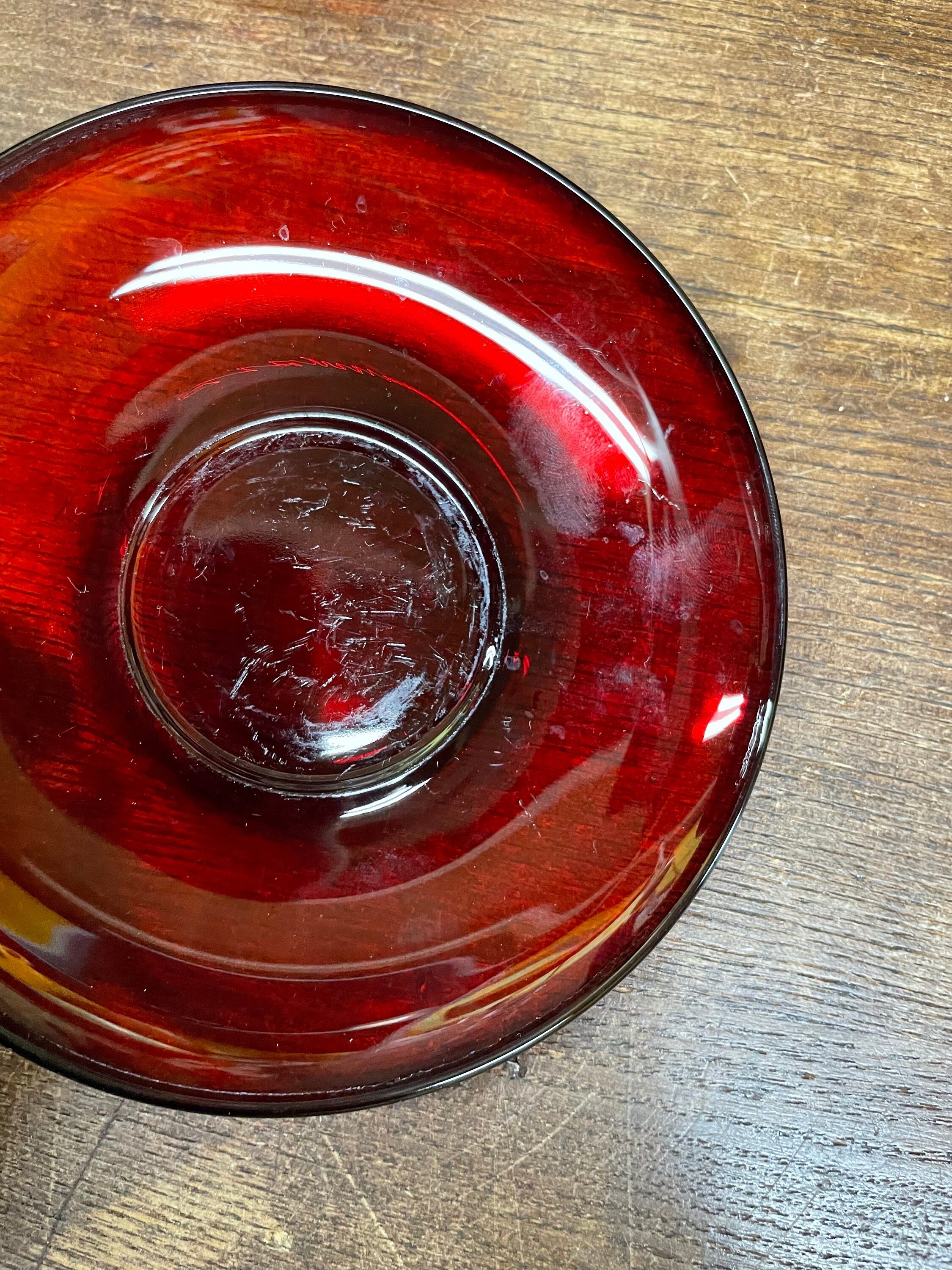 Vintage Cups and Saucers Set of 4 Ruby Red Bubble Glass Red Etsy