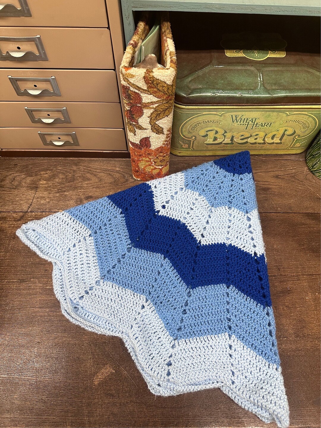 Handmade Afghan Blanket Bedding Baby Blanket Blues Round 40 Etsy
