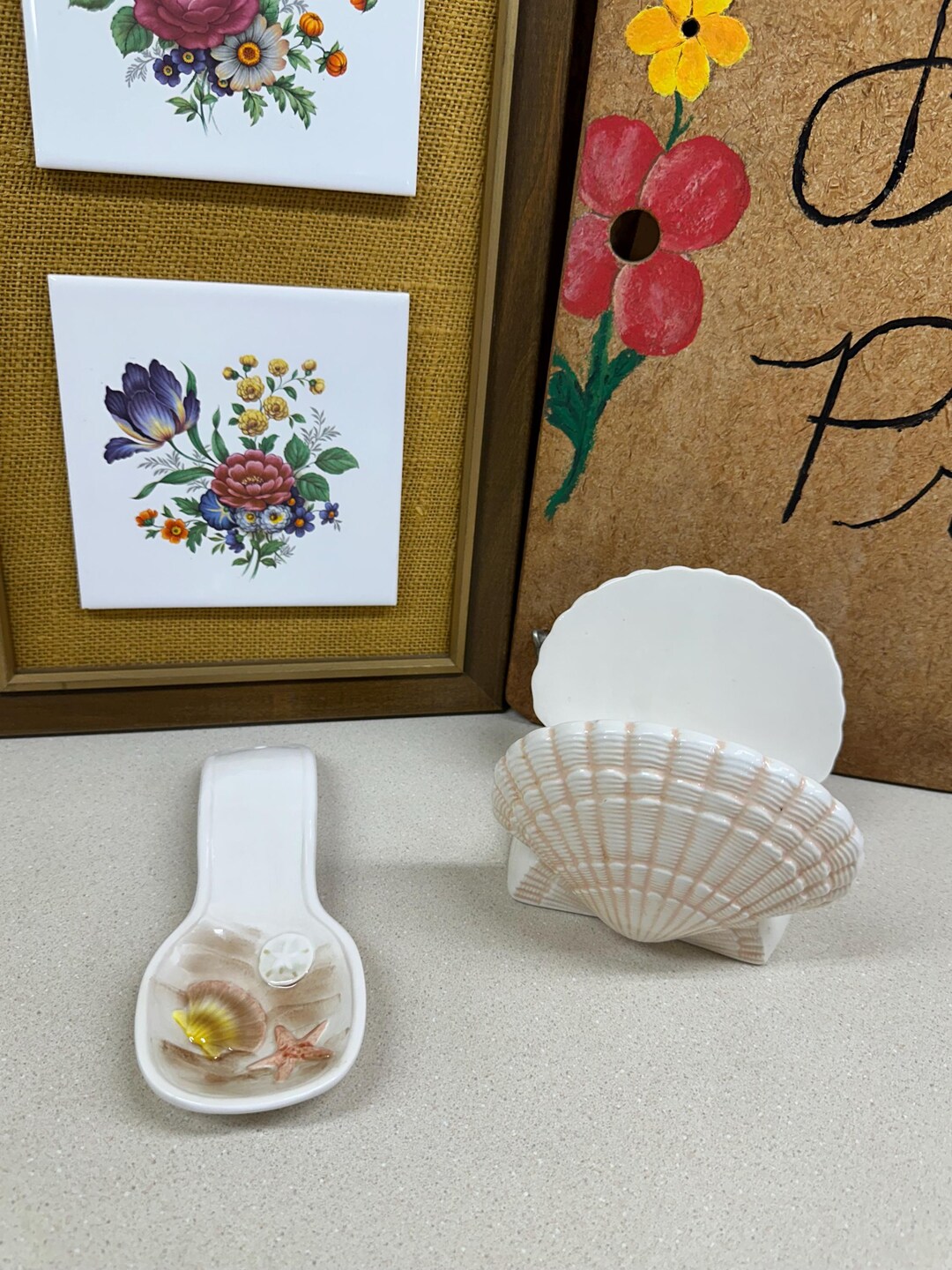 Vintage Seashell Spoon Rest Or Napkin Holder Beach Cottage Decor Your vintage-seashell-spoon-rest-or-napkin-holder-beach-cottage-decor-your
