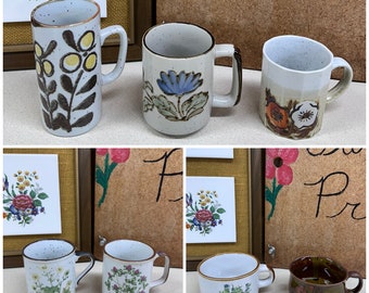 Vintage Mugs Stoneware Coffee Cups Tea Cups Japan Stoneware Cottagecore Farmhouse Decor YOUR CHOICE