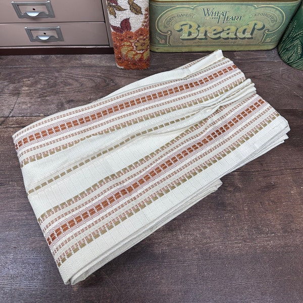 Vintage Curtain Panels Pleated Curtain Brown Orange Natural Stripes JC Penney USA 2 Panels Available