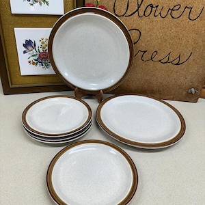 Vintage Plates Dinner Plates Side Plates Japan Stoneware International Winner&#39;s Circle Brown Oven Dishwasher Microwave Safe Set of 6