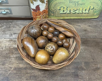 Vintage Fruit Basket Wood Fruit Basket