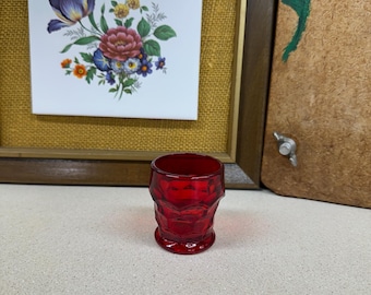 Vintage Glass Shot Glass Toothpick Holder Red Georgian