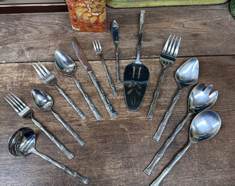 Vintage Bambus Silberbesteck / Utensilien / Löffel / Gabeln / Buttermesser / Bambus / Edelstahl / Korea / Ihrer Wahl