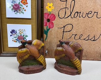 Vintage Bookends Pheasants Birds Wildlife Bird Hunting Decor Set of 2 Heavy AWESOME