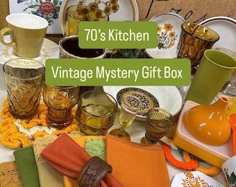 Vintage Mystery Gift Box/ 70&#39;s Kitchen/ Retro Home/ Instant Collection/ 1970&#39;s Decor / Christmas Gift/ Sustainable/ Mismatched/ Gift To Self