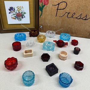 Vintage Salt Cellar Salt Dip Salt Dish Colored Glass Wedding Decor Tablescapes Small Trinket Dish Blue Red Amber Clear Your Choice