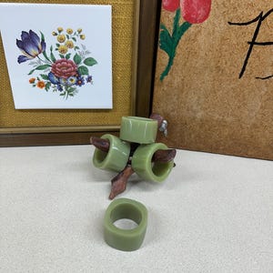 Vintage Serviettenringe 4er Set Serviettenringe Grün Hellgrün Jade Grün Hartplastik Serviettenhalter