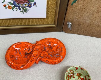 Vintage Ashtray Floral Decor Orange Green Retro Home Decor Your