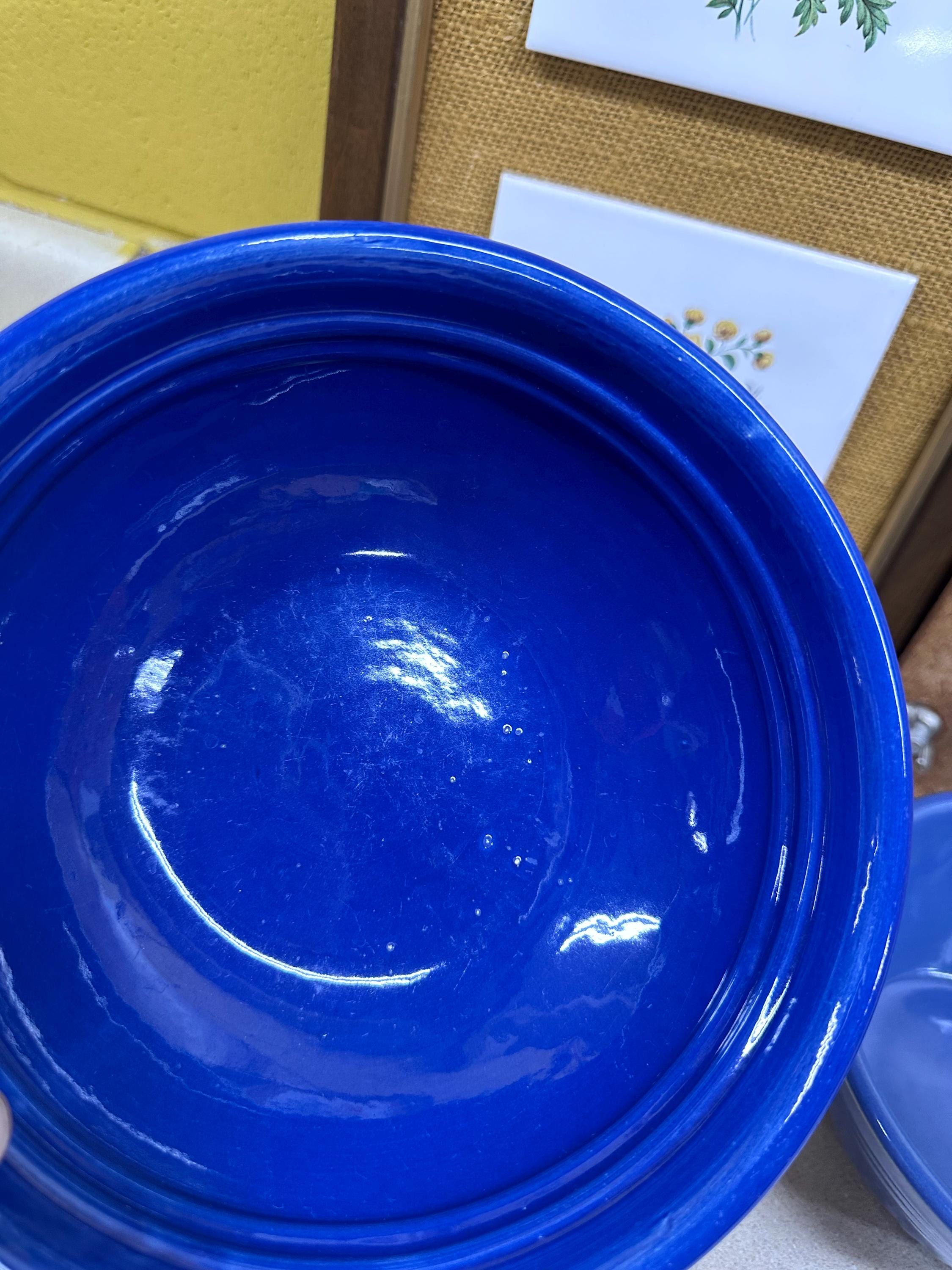Vintage Bauer Stoneware Serving Bowls – Blue Green USA Made Your
