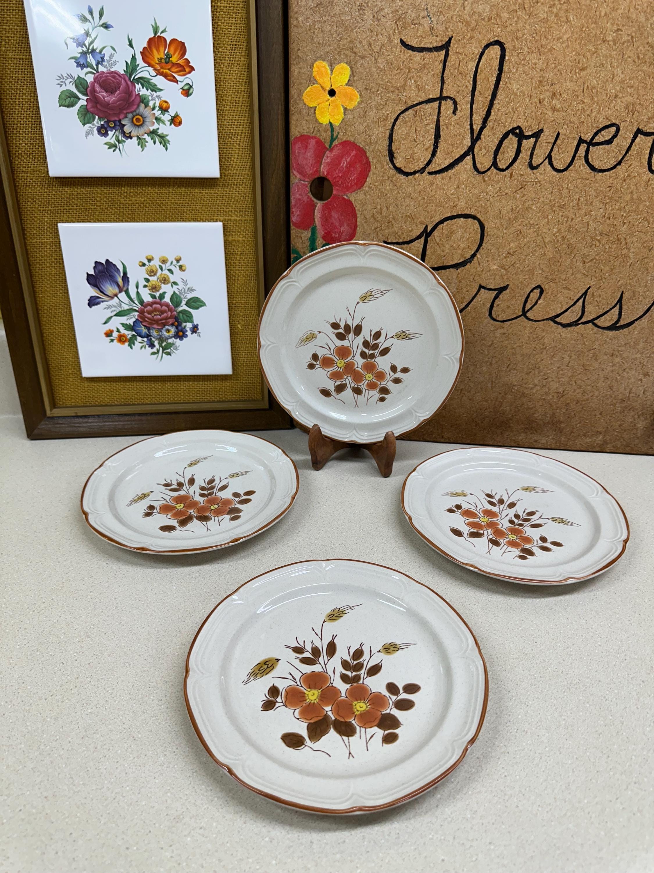 Vintage Finesse Monique Japan Stoneware Side Plates - Floral Set
