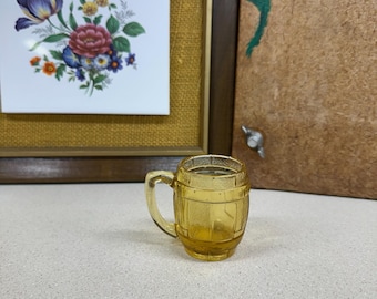 Vintage Shot Glass Amber Glass Handle Mini Mug Barrel