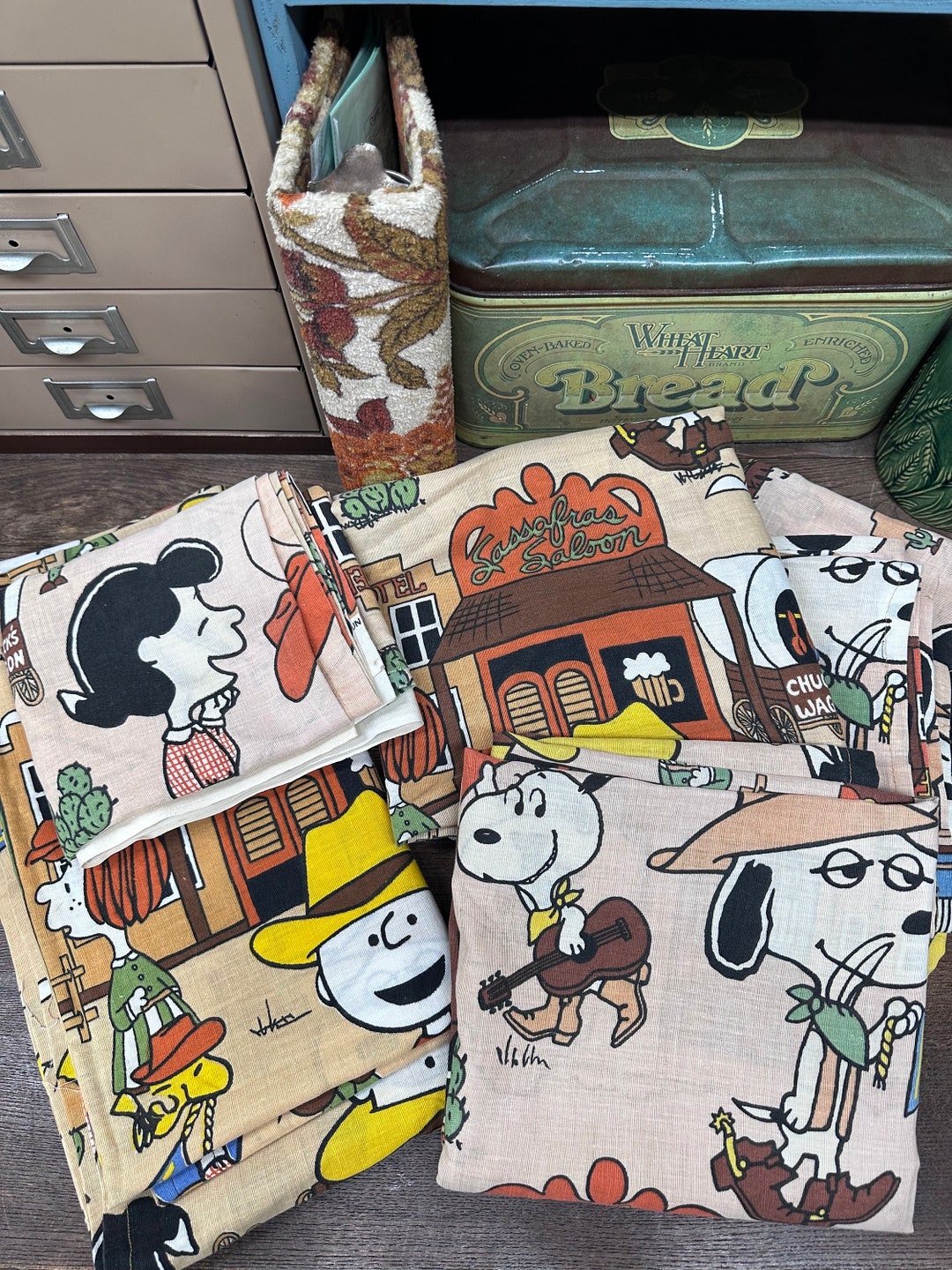 Vintage Snoopy Charlie Brown Peanuts Characters Fabric 1950s Etsy
