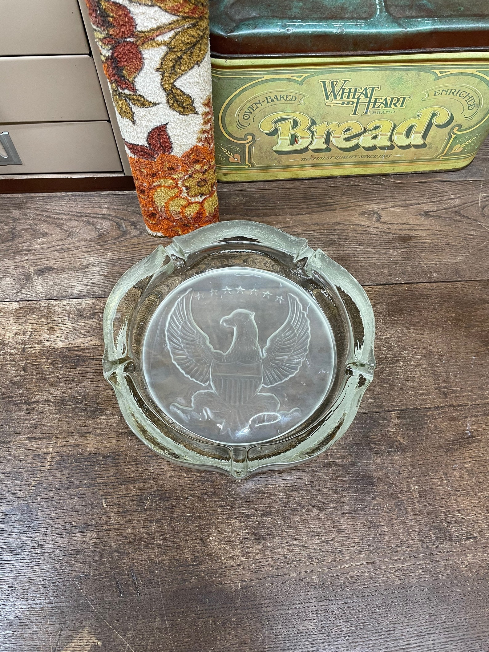 Vintage Ashtray Clear Heavy Eagle Etsy