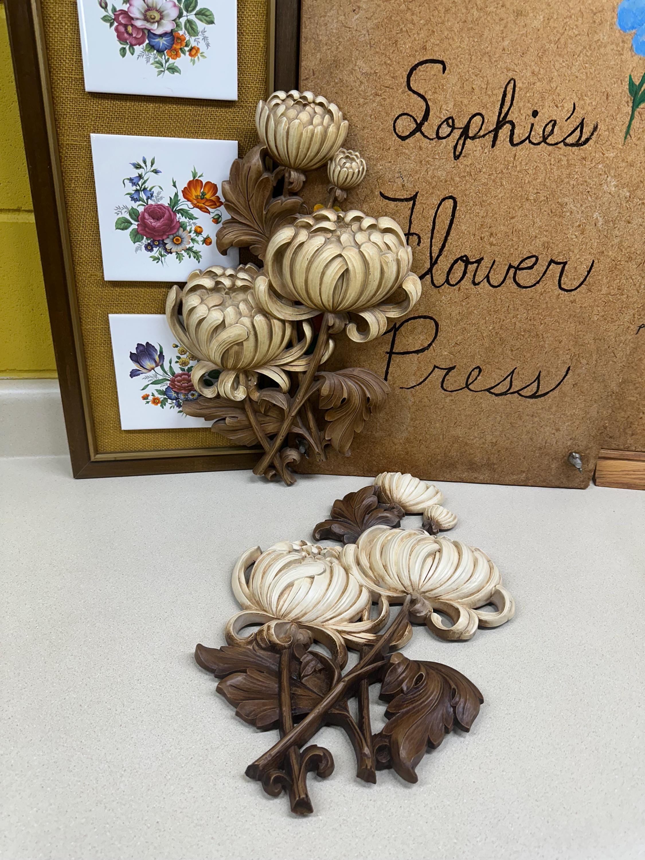 SYROCO社 ヴィンテージ壁掛け装飾 70年代 MADE IN USA Vintage Syroco Floral Wall Hanging: Usa-made Plastic Wall Decor