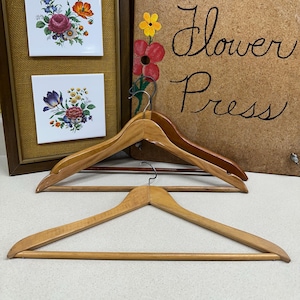 Vintage Wood Clothes Hangers Closet Organization Set of 3 Mismatched Wooden Hangers