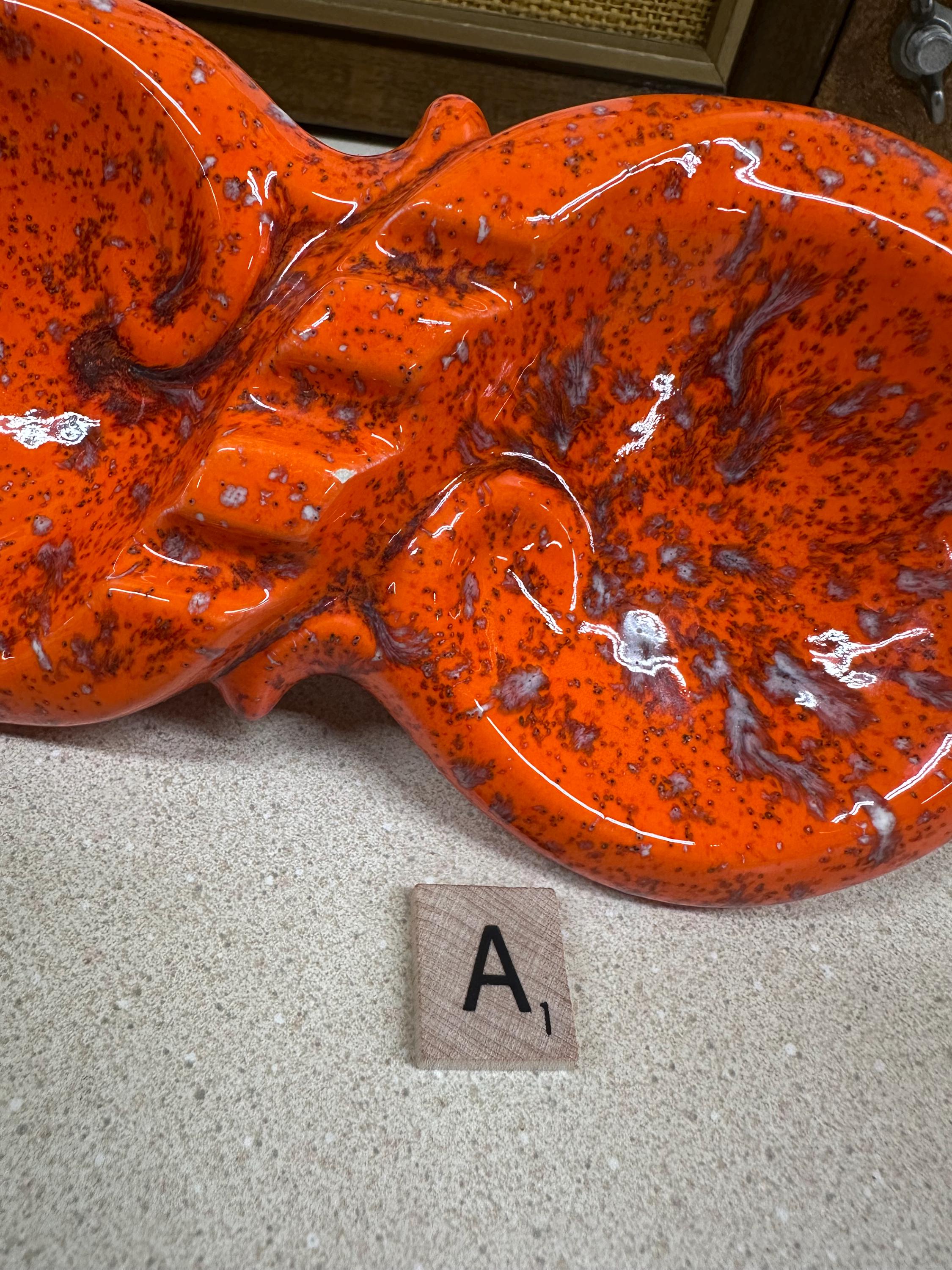 Vintage Ashtray Floral Decor Orange Green Retro Home Decor Your