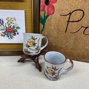 Vintage Mugs Coffee Cups Tea Cups Korea Stoneware Set of 2