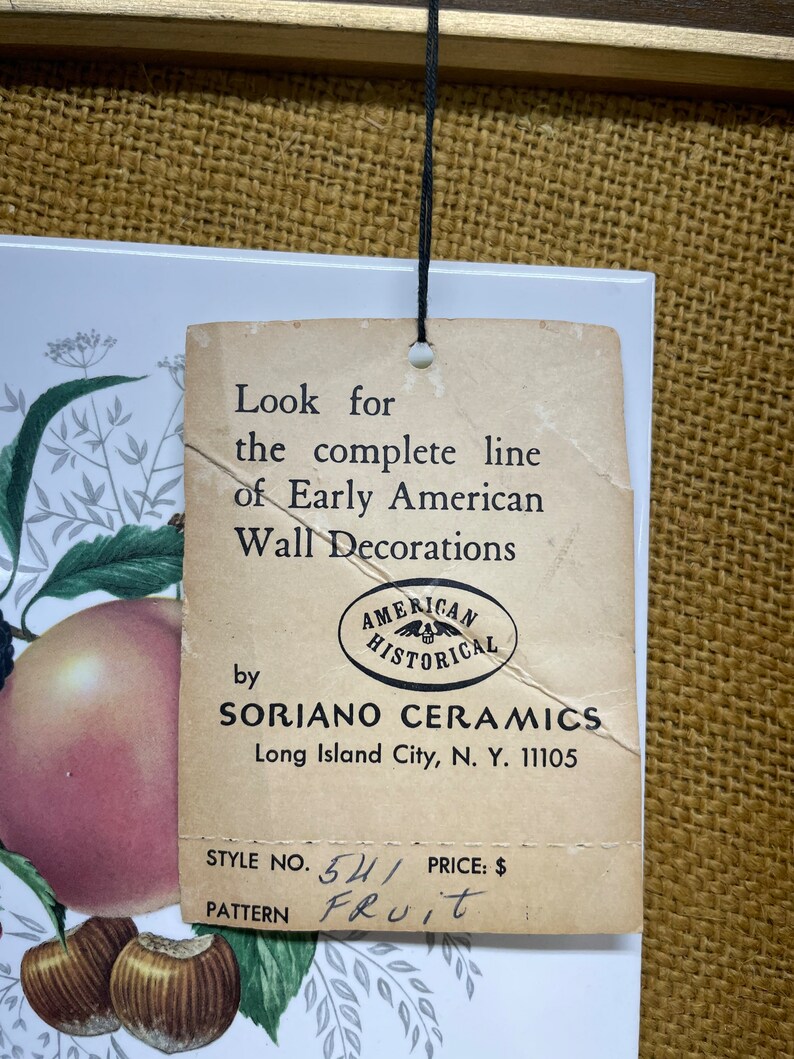 Vintage Wall Decor Fruit Wood Frame Ceramic Tiles Soriano Etsy