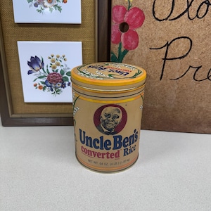 Vintage Tin Can Uncle Ben's Rice Container Storage Kitchen Organization Retro Home Decor Cottagecore Farmhouse Kitchen