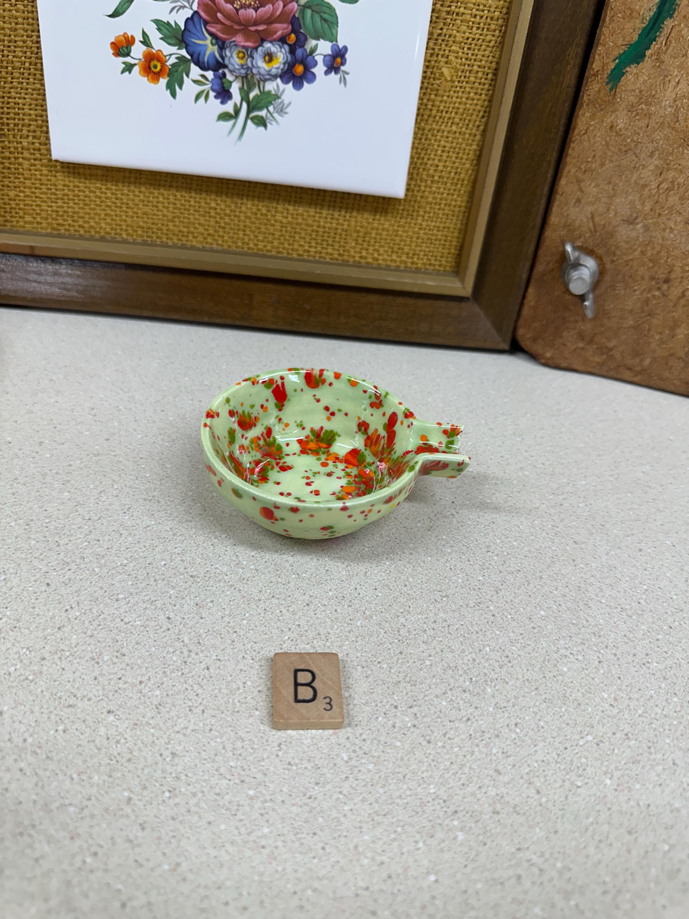 Vintage Ashtray Floral Decor Orange Green Retro Home Decor Your