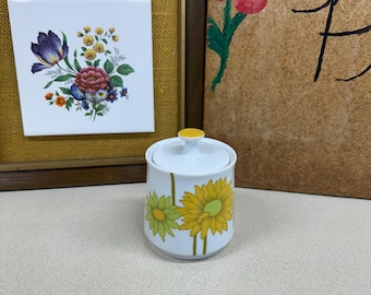 Vintage Sugar Bowl Catalina Japan Fine China Yellow Green Retro Floral Decor