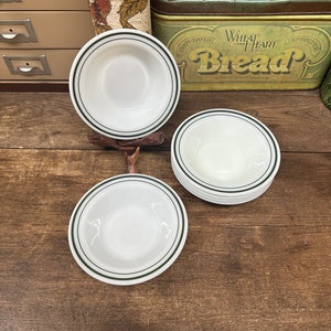 Vintage Pyrex Bowls Dessert Bowls Small Serving Bowls Restaurant Tableware by Corning USA Set of 6 Dark Green Ring Bands
