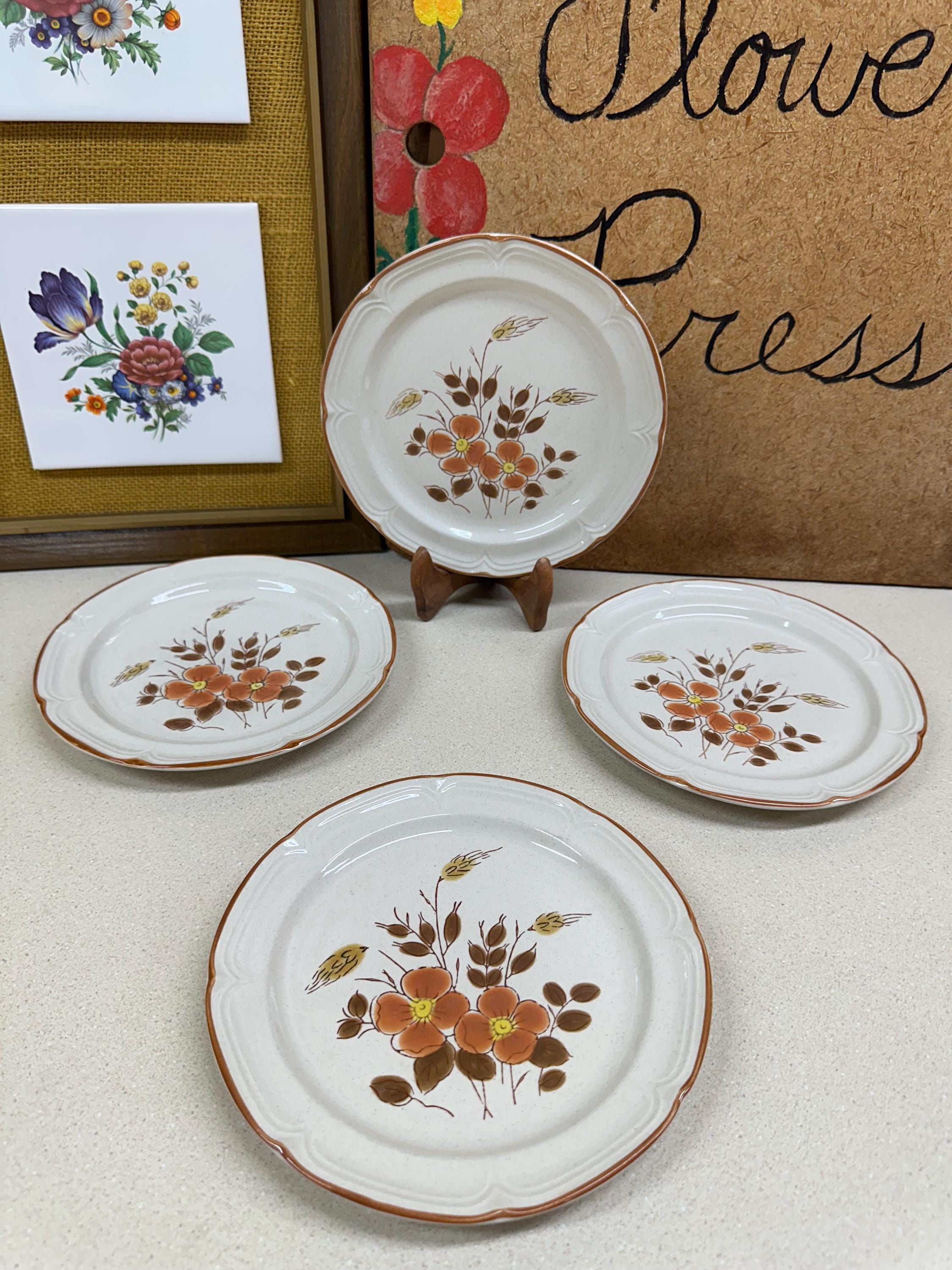 Vintage Finesse Monique Japan Stoneware Side Plates - Floral Set