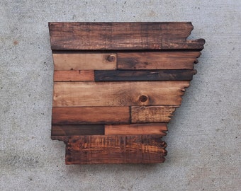 Wooden Arkansas State Sign Wall Art, Arkansas Rustic wood Sign, Arkansas housewarming gift, Rustic Handmade gift, Guestbook, Arkansas Cutout