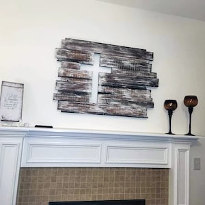 Large Wood Cross Wall Decor, White Distressed Wood Cross Wall Art, Rustic White Wood Cross, Housewarming Gift, Wooden Cross Home Decor