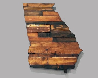 Georgia Rustic Wood State Cut Out, Wood Art Sign, Georgia Wood Sign, GA, Rustic Home Decor, Georgia Barnwood, Georgia Home Decor