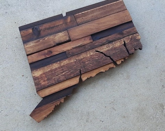 Connecticut Wood Sign, Connecticut Rustic wood Sign, Wooden Connecticut State Outline, Connecticut Sign, Connecticut Art, CT Decor