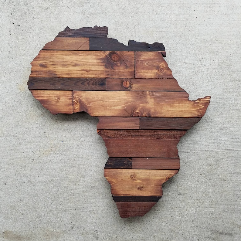Africa Rustic Wood Cut Out Africa Sign Africa Decor Rustic Etsy
