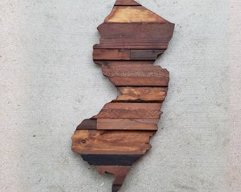 New Jersey Wood Sign, New Jersey State Sign Wall Art Decor, Large Home State Cutout, Housewarming Gift Handmade With Pallet Wood