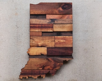 Indiana Sign, Wood Indiana State Sign Wall Art Decor, Large Home State Cutout, Housewarming Gift Handmade With Pallet Wood, Guestbook