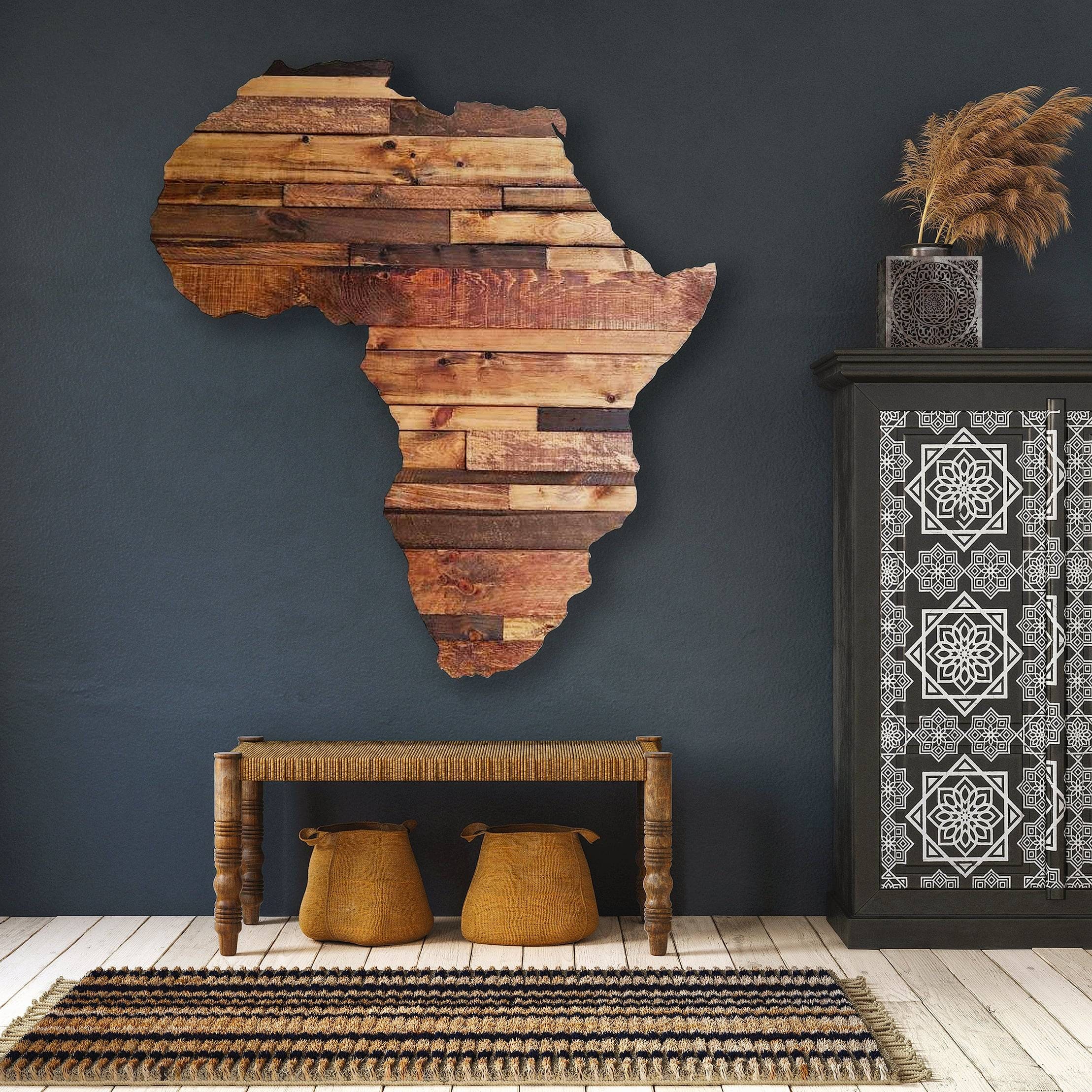 Africa Rustic Wood Cut Out Africa Sign Africa Decor Rustic Etsy
