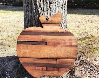 Apple, Wood Apple, Rustic Wood Apple, Wooden Apple Outline, Rustic Apple, Apple Decor, Rustic Kitchen, Apple Sign