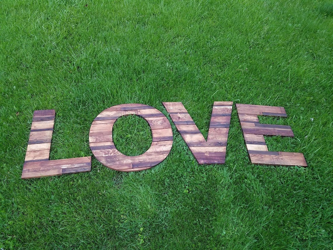 Love Wood Letters Love Rustic Wood Love Wooden Words Etsy