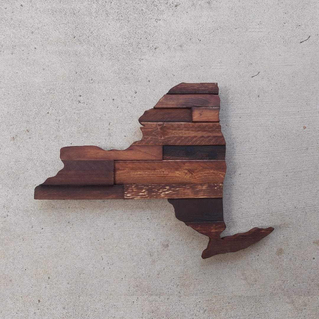 New York Rustic Wood State Cut Out, Wood Art Sign, New York Wood Sign